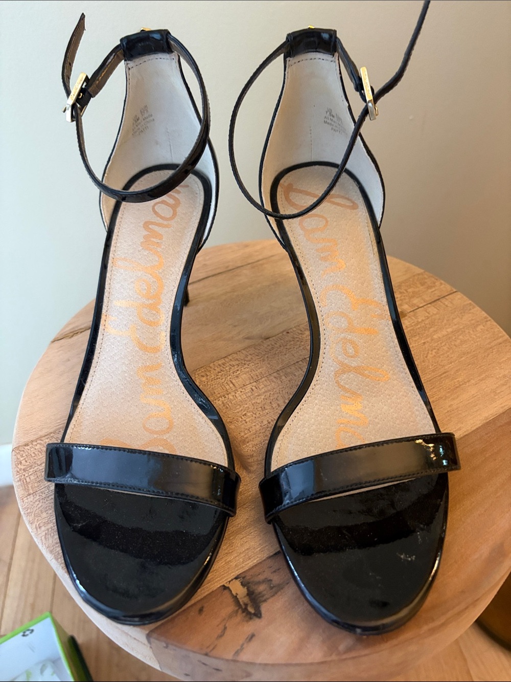 Sam Edelman Black Patent Ankle-Strap Sandals